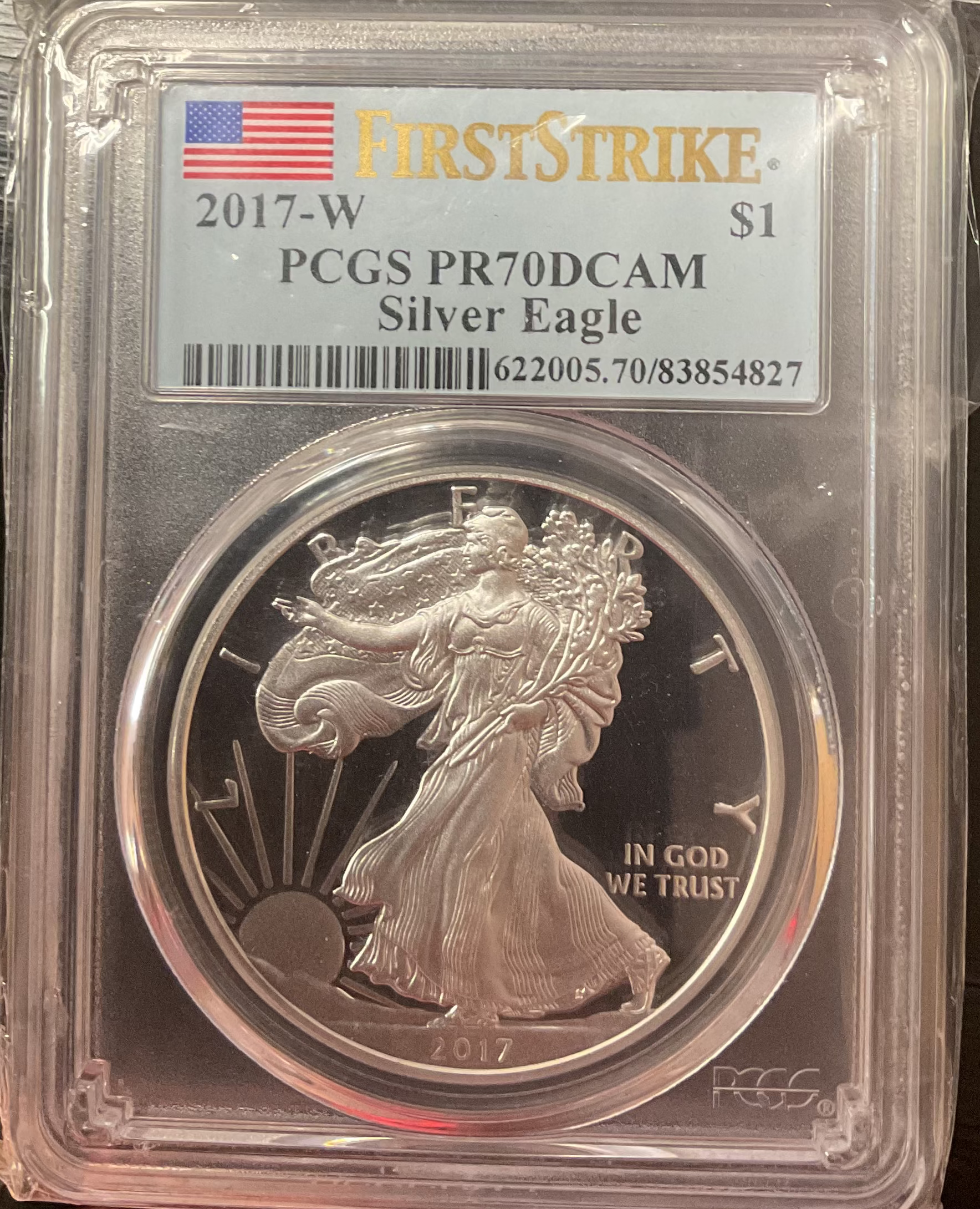 2017-W American Silver Eagle, PCGS PR-70DCAM, Store#AE0402
