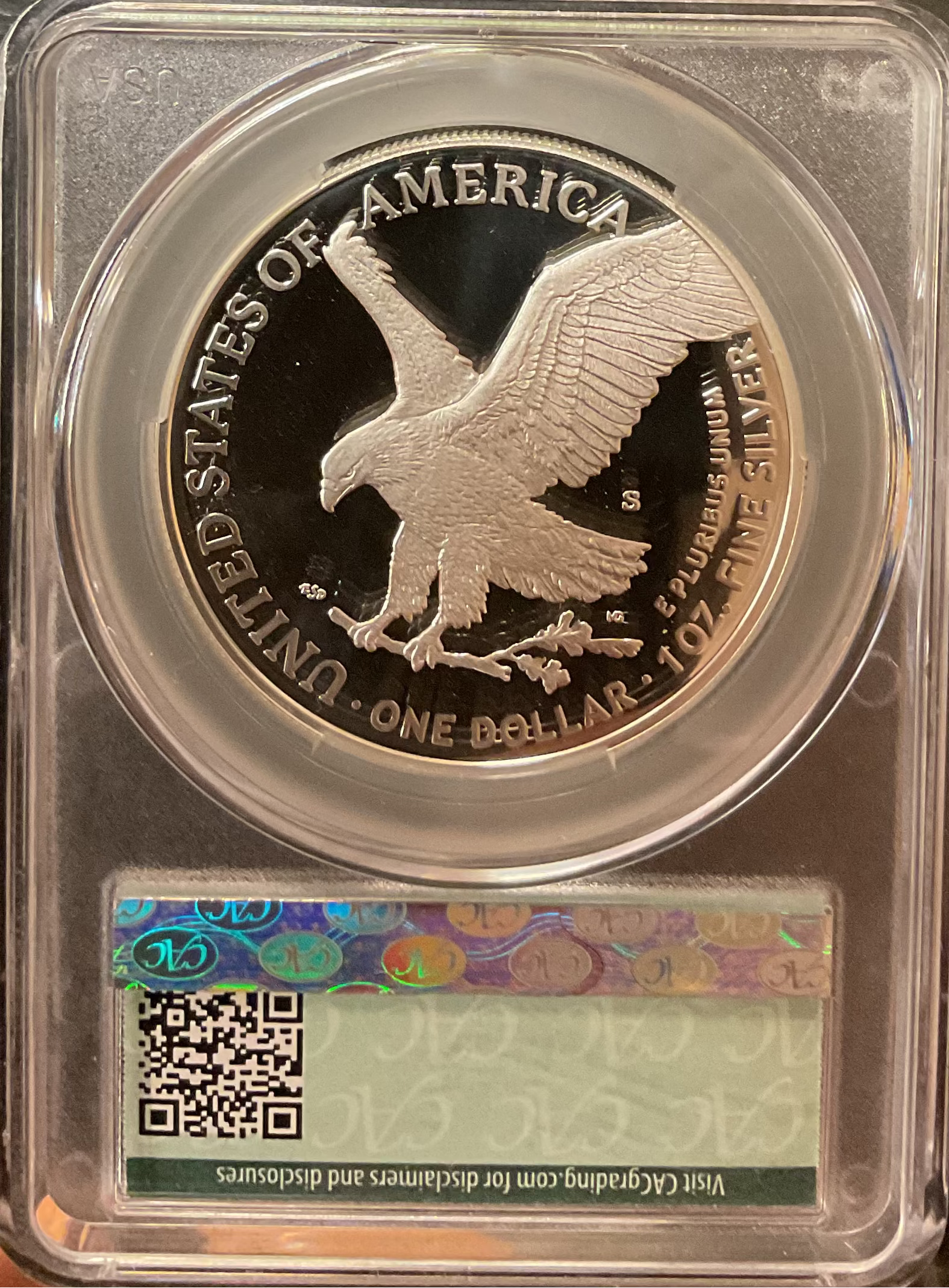 2022- S American Silver Eagle, CAC PR-70DCAM, Store#AE0408