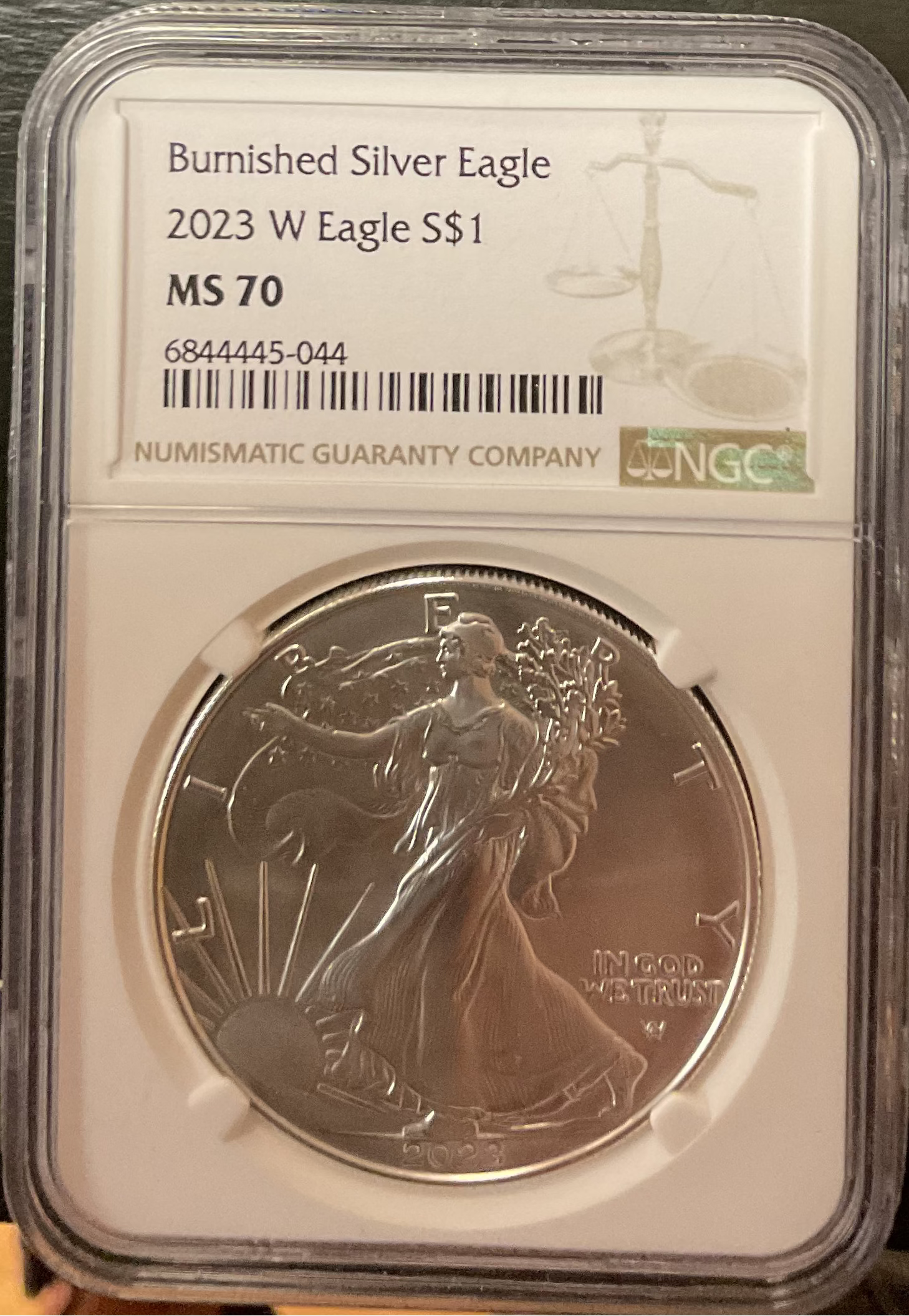 2023-W Burnished American Silver Eagle, NGC MS-70, Store#AE0411