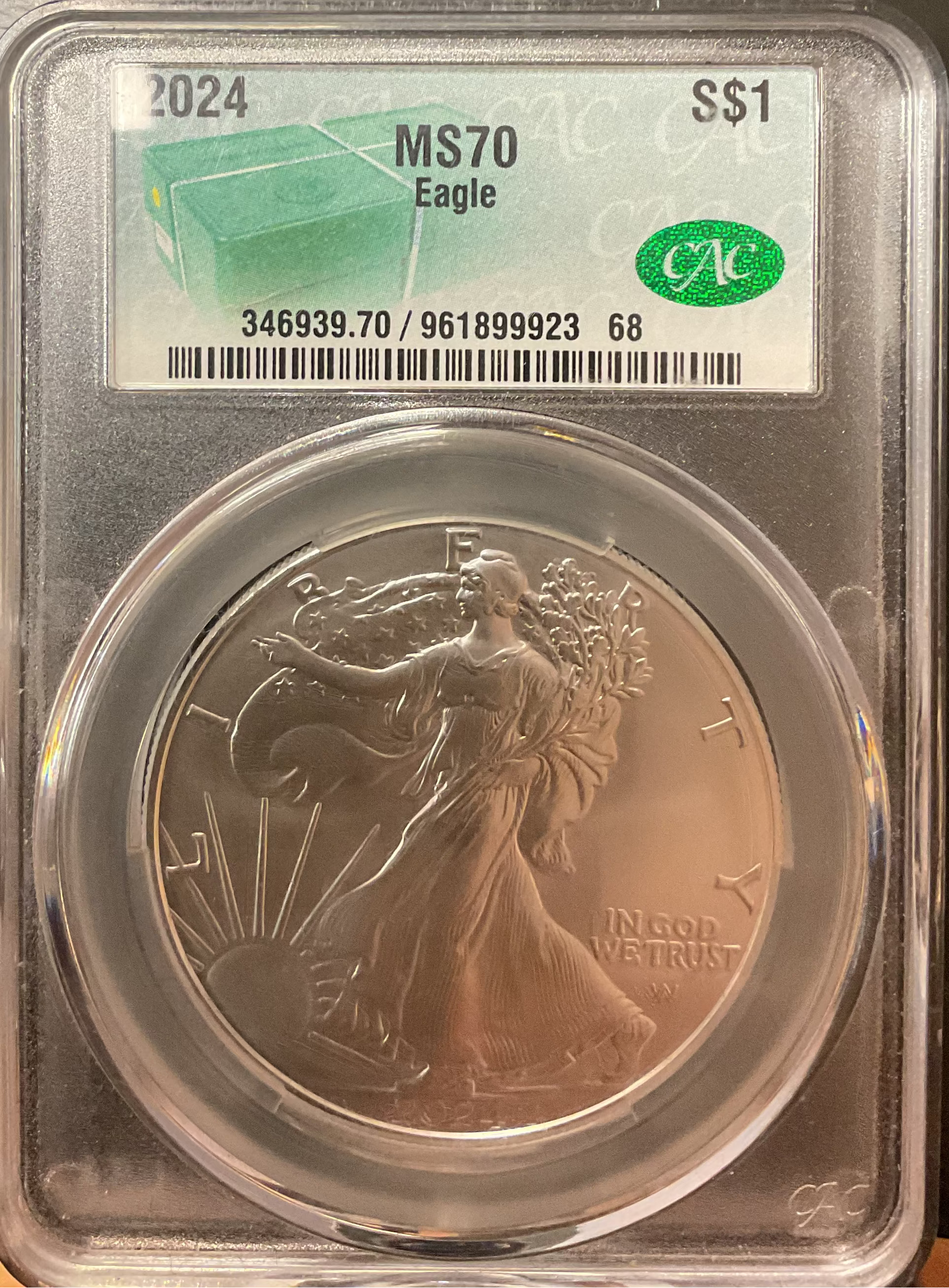 2024 American Silver Eagle, CAC MS-70, Store#AE0413