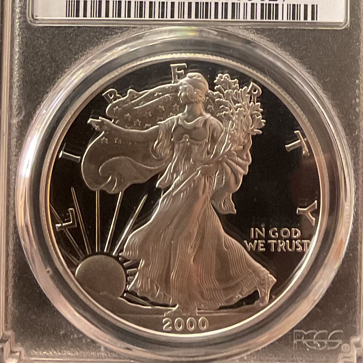 2000-P American Silver Eagle, PCGS PR-69DCAM, Store#AE0059