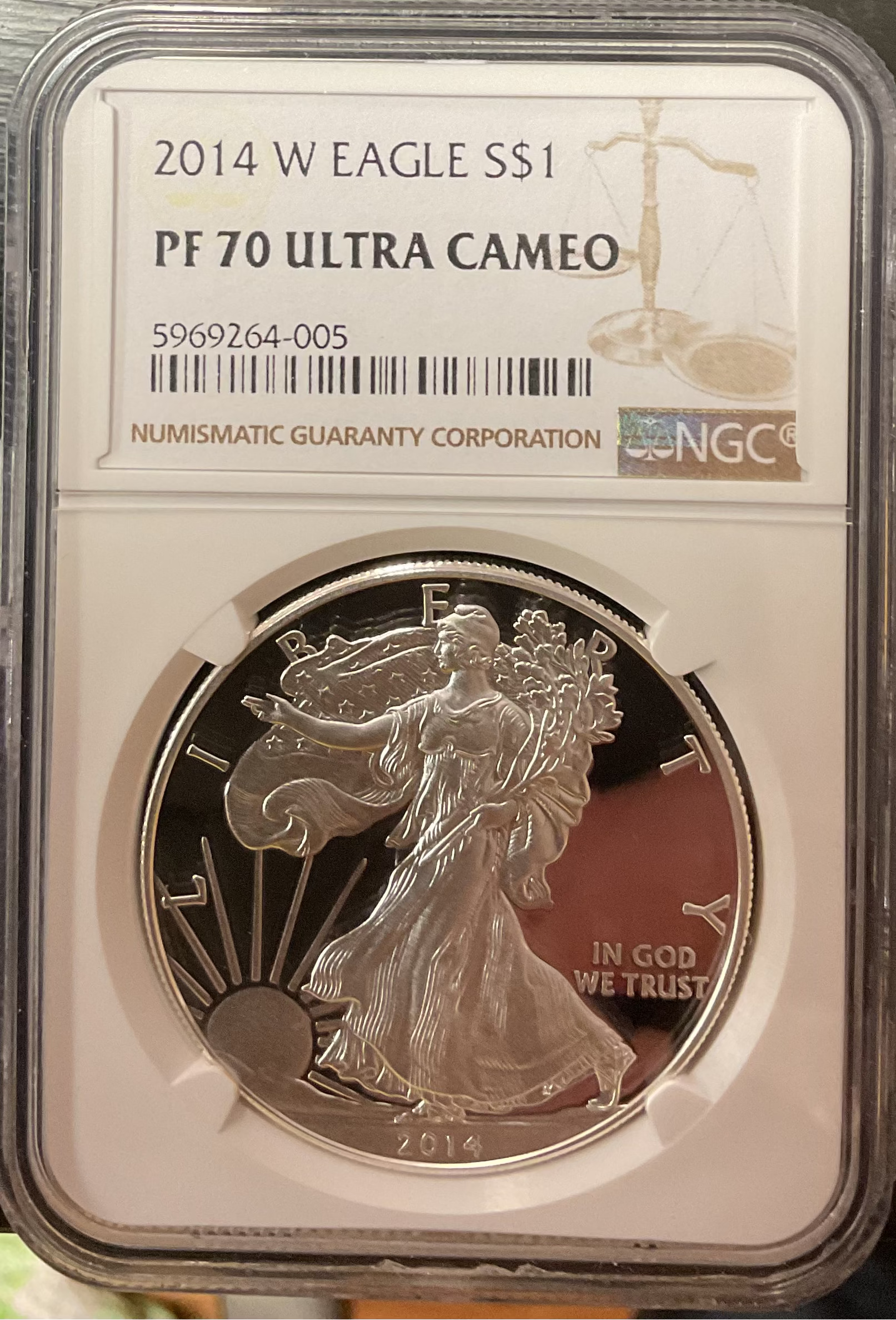 2014-W American Silver Eagle., Proof Strike., PCGS PF70 Ultra Cameo, Store #AE0469