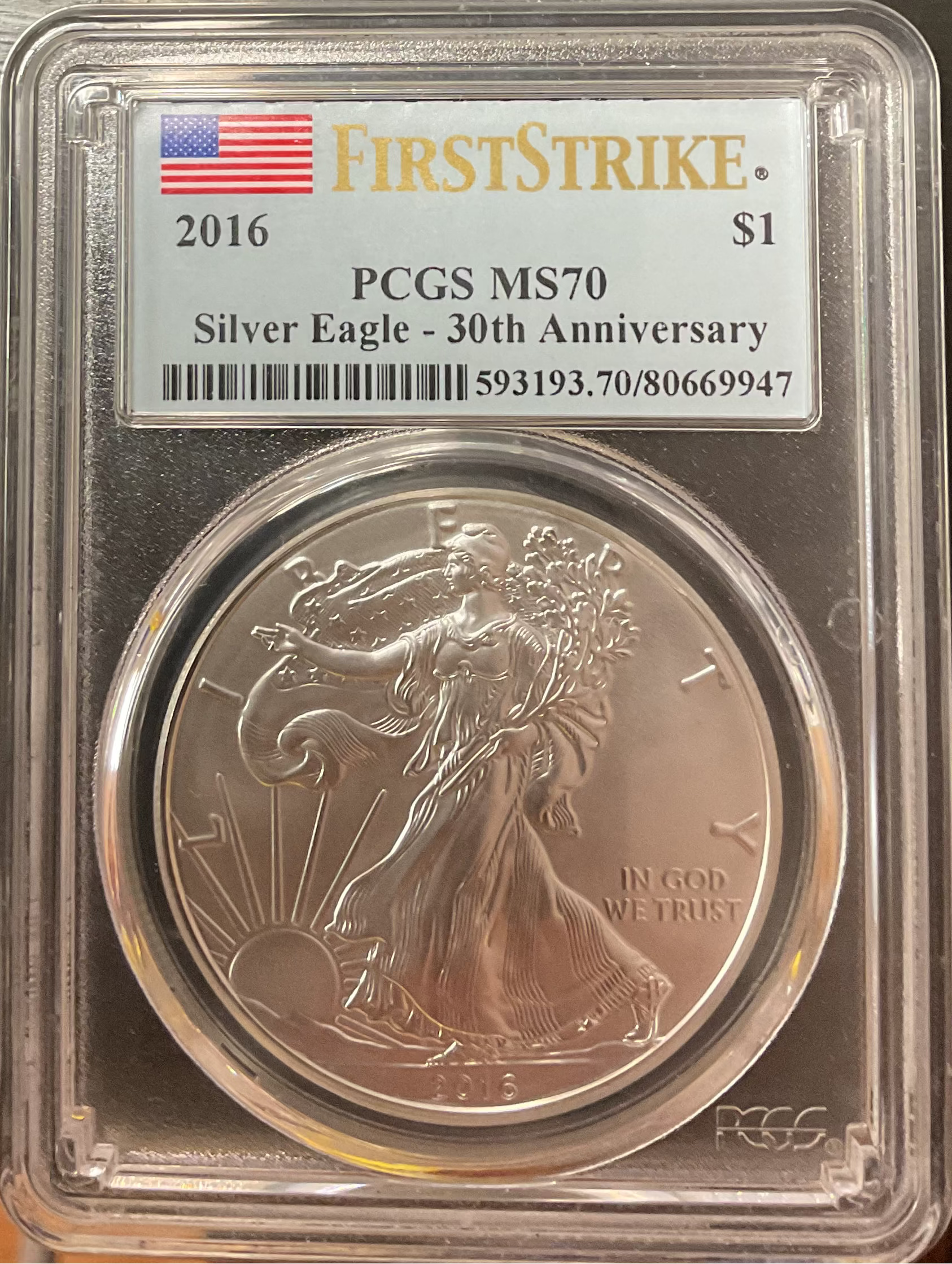 2016 American Silver Eagle, Business Strike, NGC MS-70, Store #AE0484