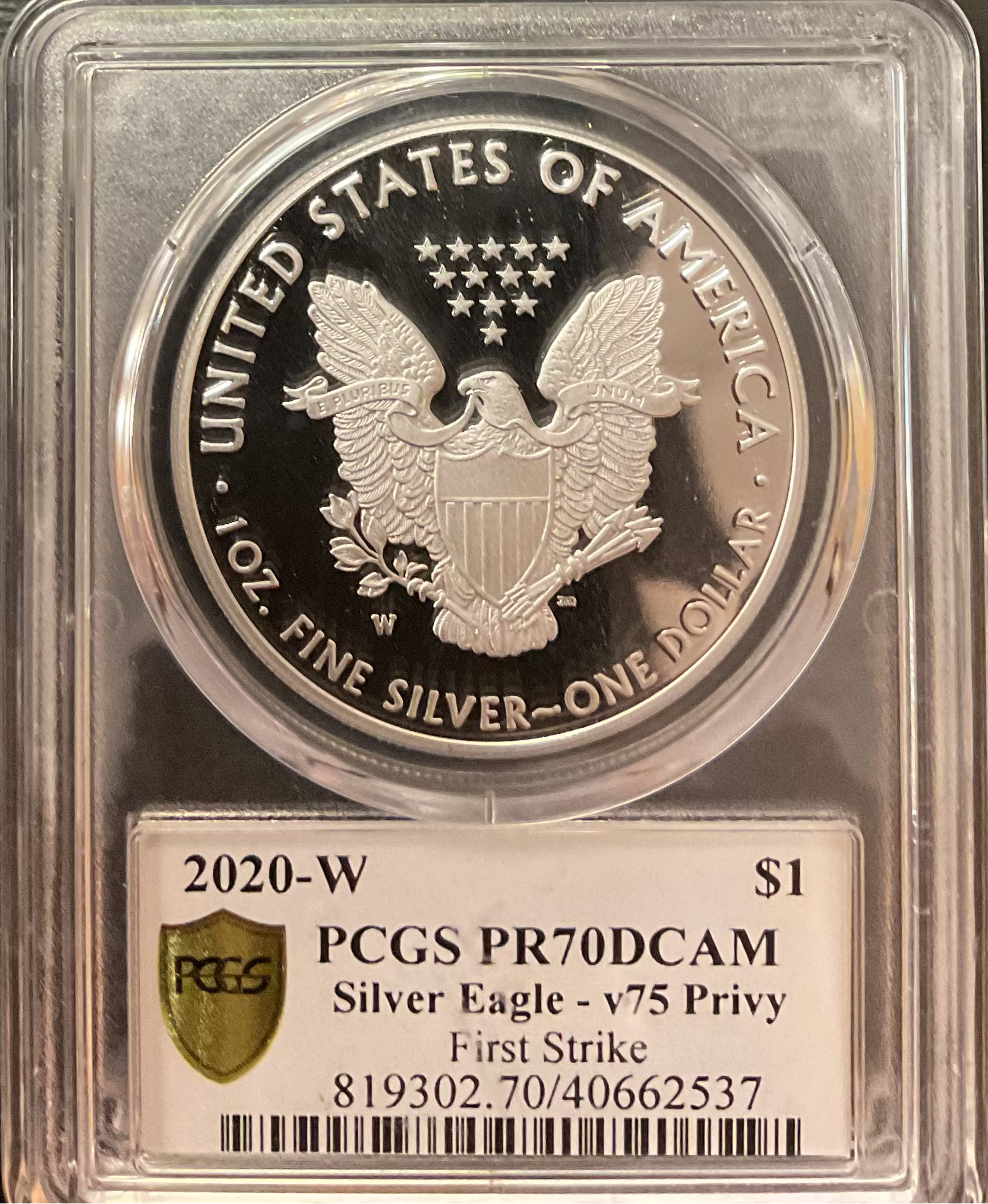 2020-W American Silver Eagle, v75 Privy, PCGS PR-70DCAM, First Strike, Store#AE0345