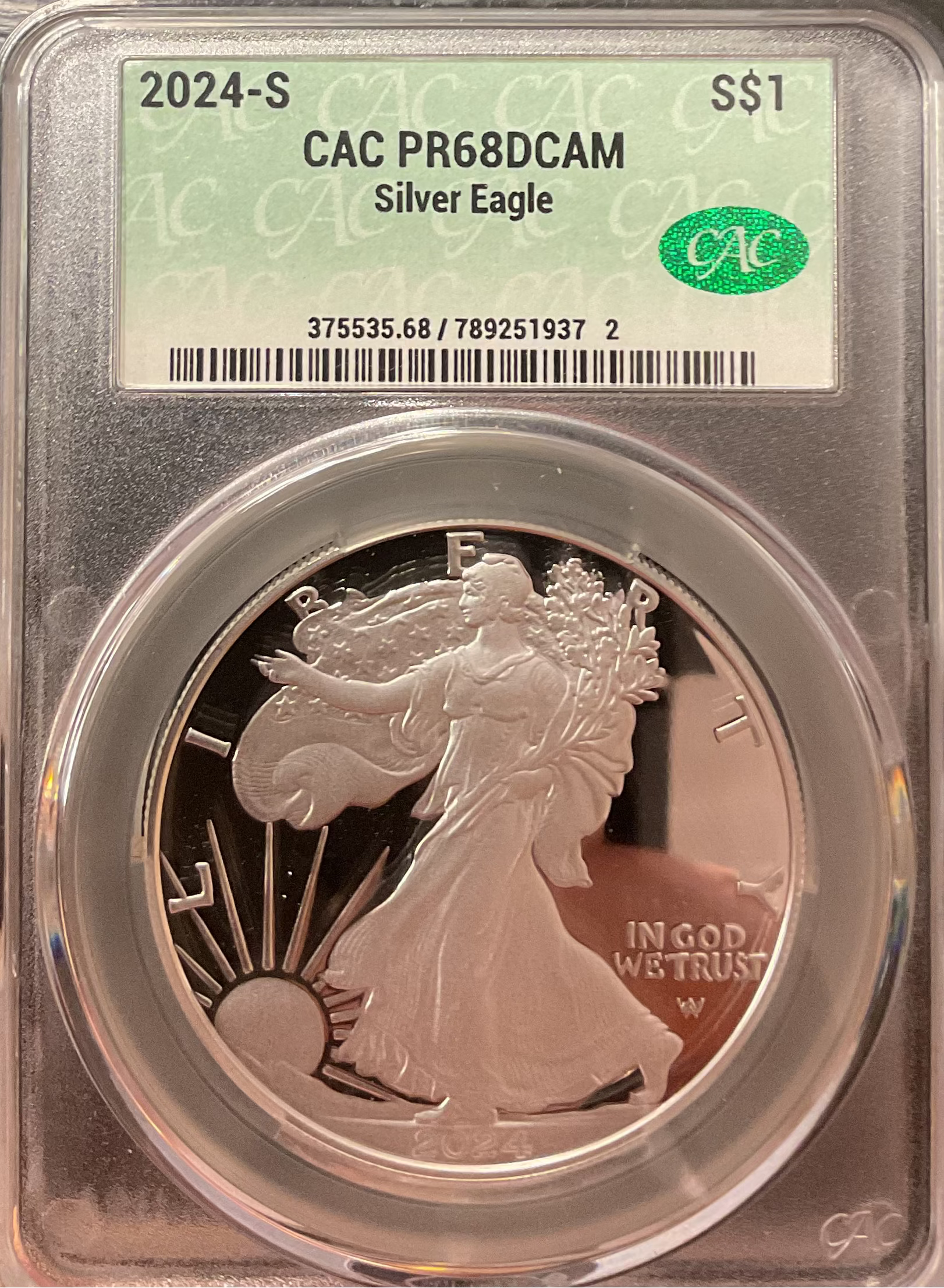 2024-S Proof American Silver Eagle, CAC PR-68, Store #AE0524