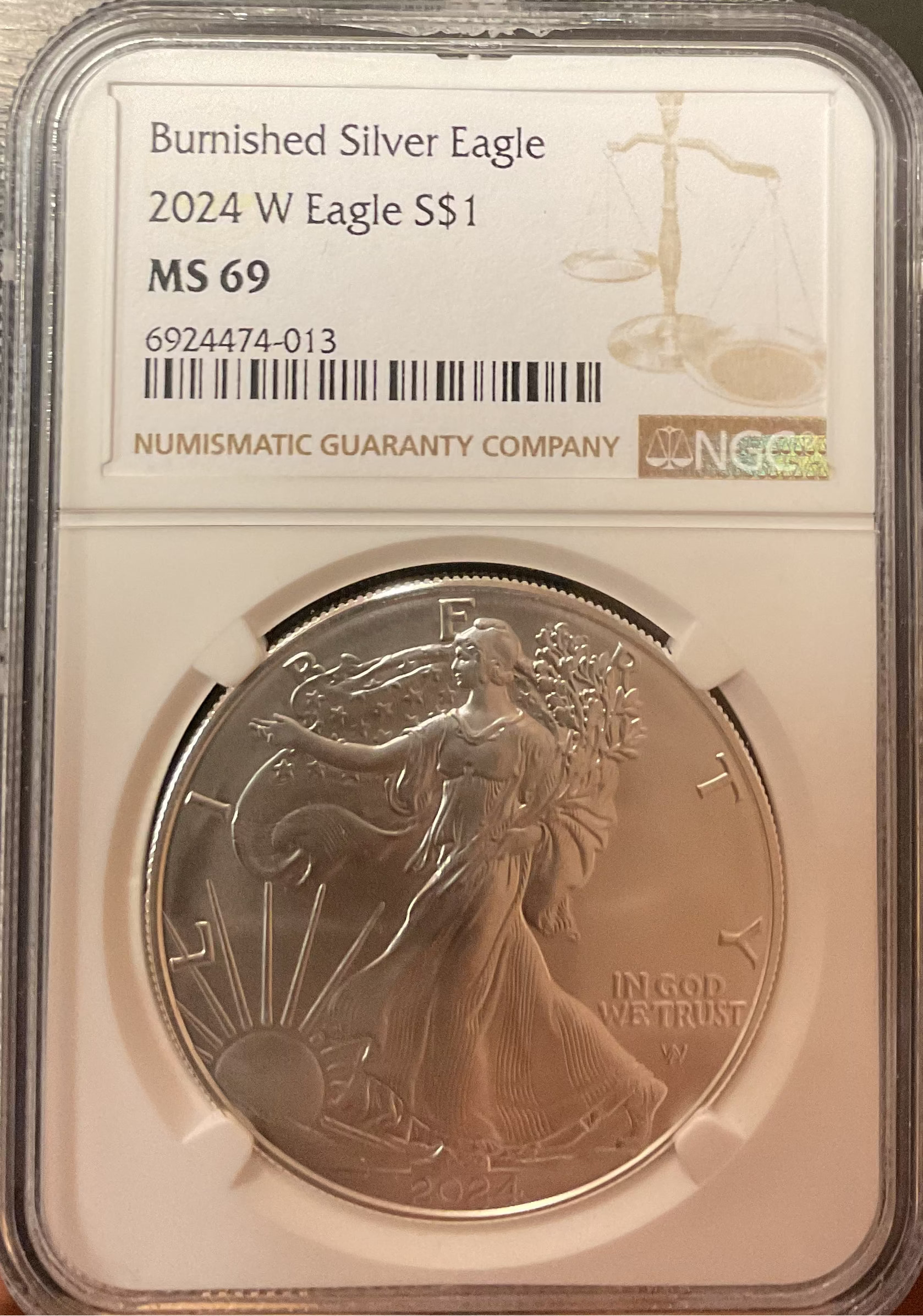 2024-W Burnished American Silver Eagle, NGC M-69 Store #AE0531