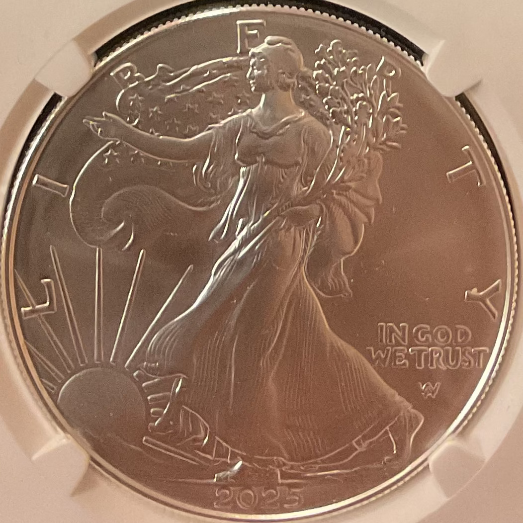 2025 W Burnished American Silver Eagle, NGC MS-70, Store #AE0193