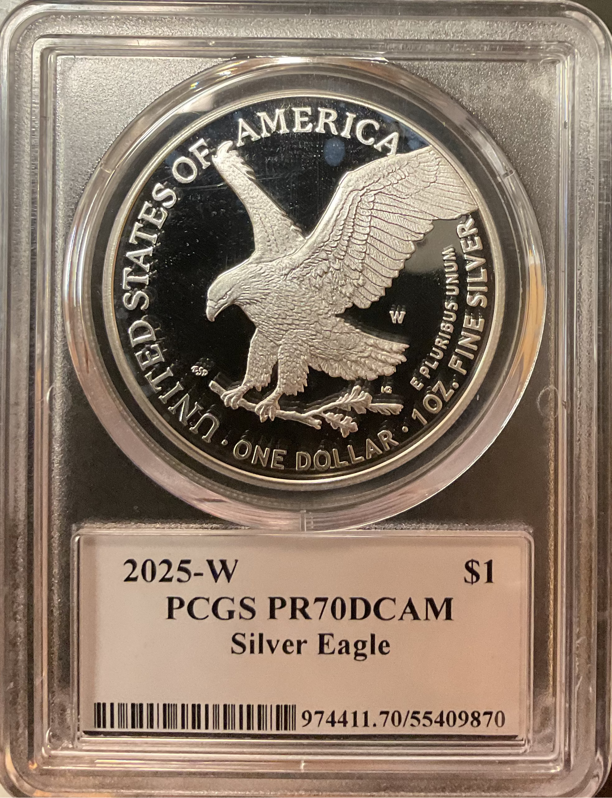 2025 W Proof American Silver Eagle, PCGS PR-70DCAM, Store #AE0235