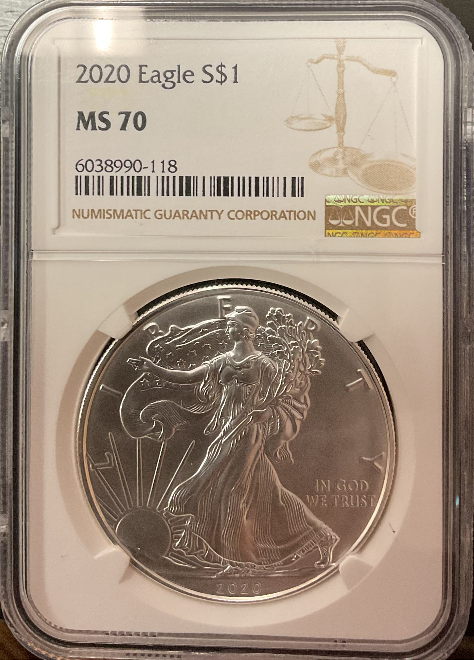 2020 American Silver Eagle, NGC MS-70, Store#AE0350