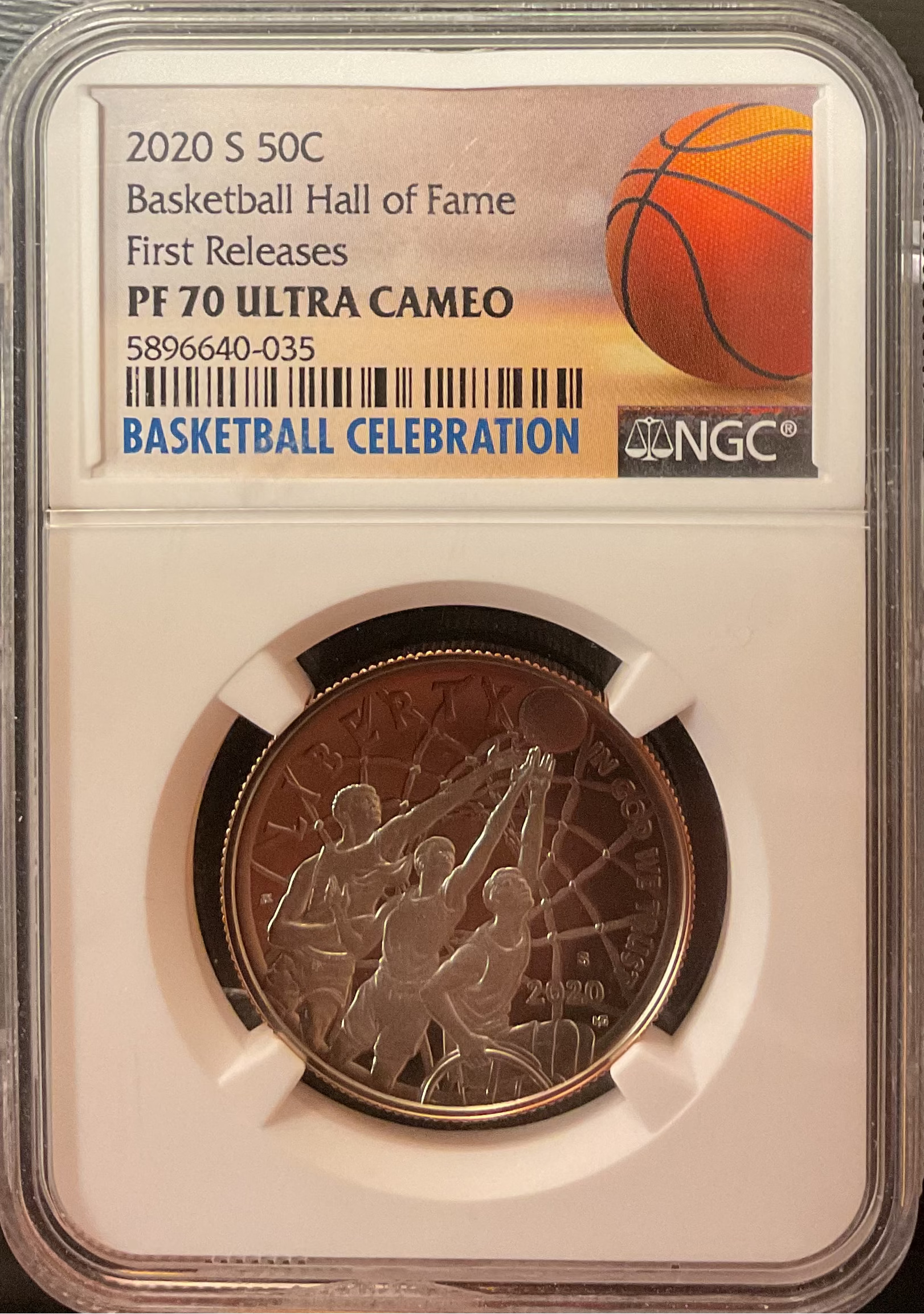 2020-S Basketball Hall of Fame 50C, NGC PF 70 Ultra Cameo, Store #GMC006