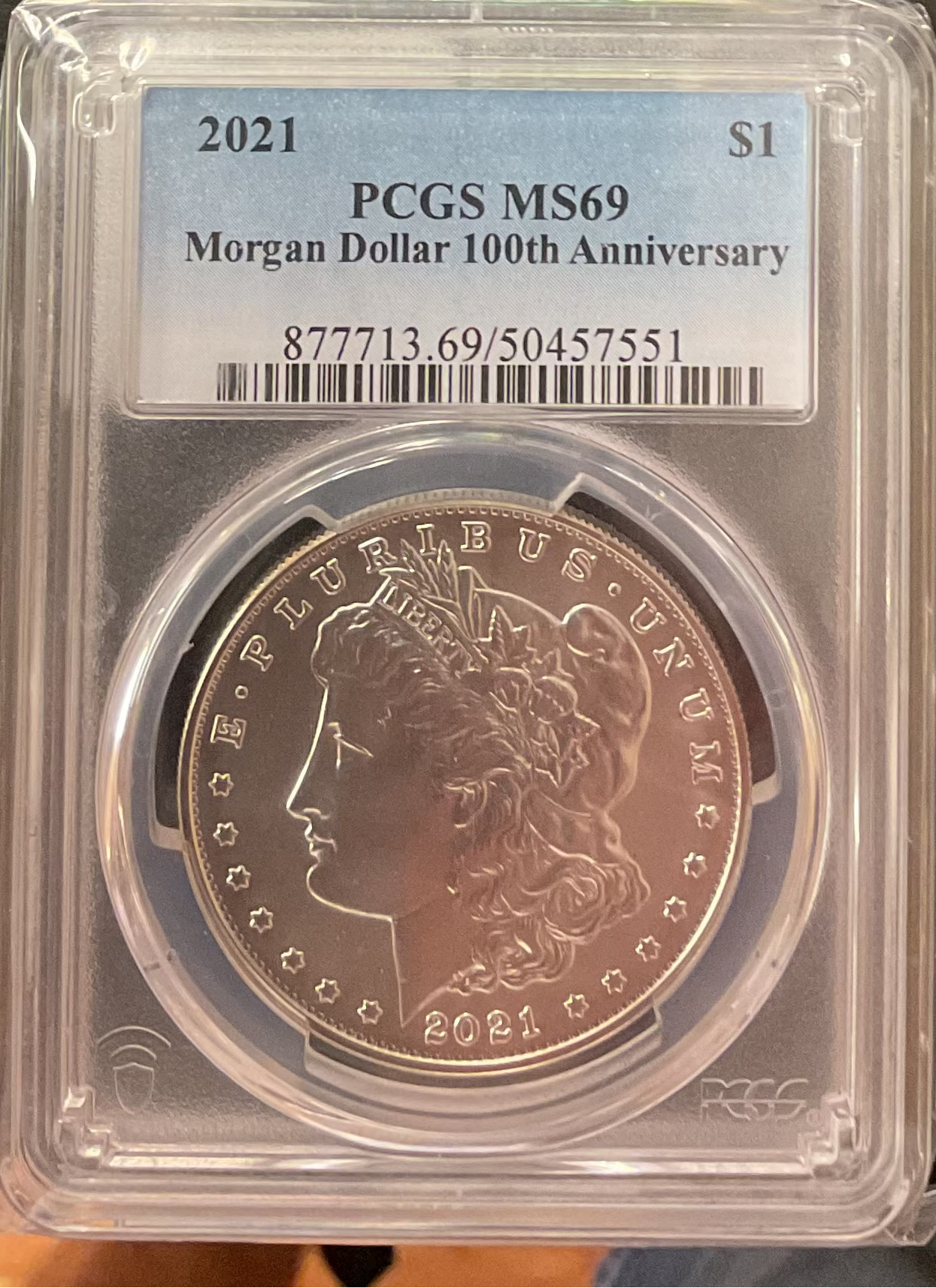 2021 $1 Morgan Dollar 100th Anniversary Commemorative, PCGS MS69, Store #GMC225