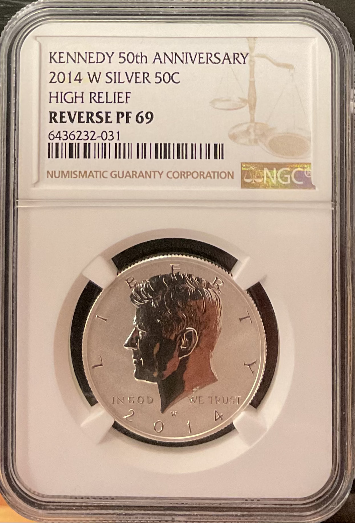 2014-W Kennedy Silver Half Dollar., 50th Anniversary, NGC REV PF-69, Store #HR1947