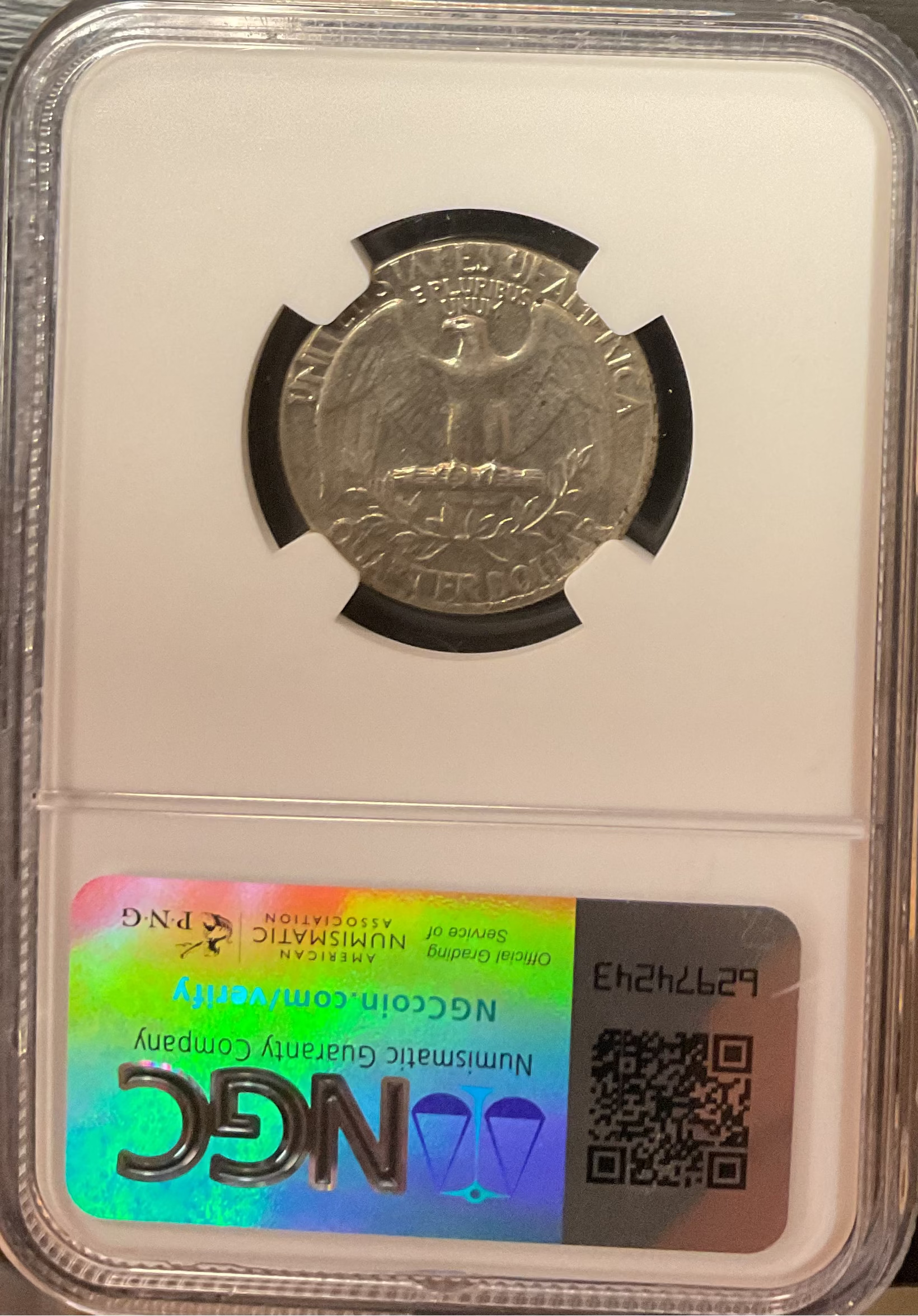 1972-D Washington Silver Quarter., NGC Mint Error AU-55., Store #GQR068