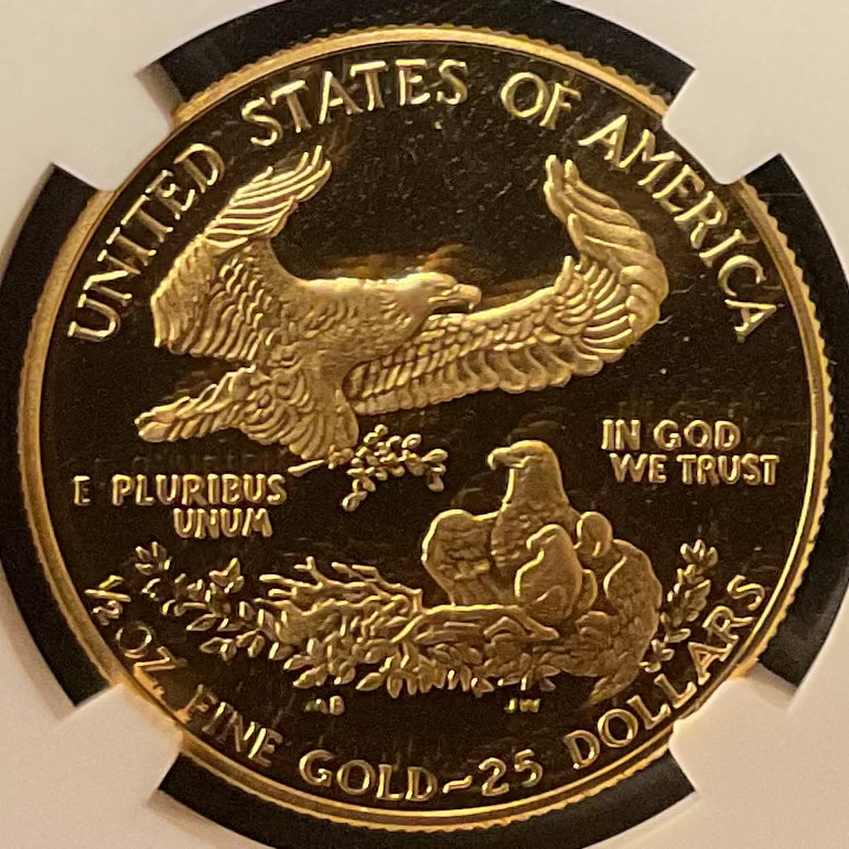 1988-P $25, Proof Gold American Eagle Coin, 1/2 OZT, NGC PF 69, Store #G0001