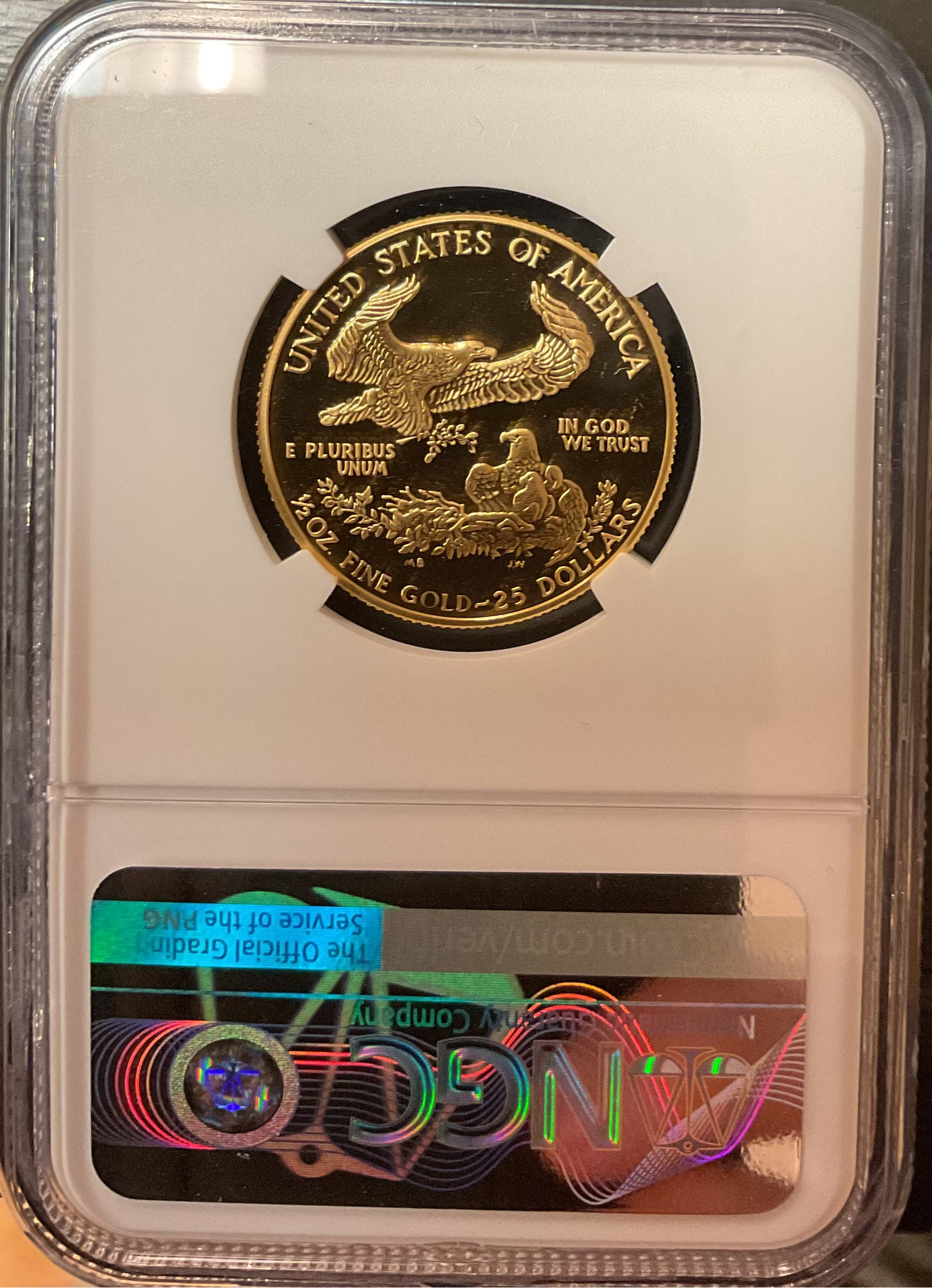 1991-P $25, Proof Gold American Eagle Coin, 1/2 OZT, NGC PF 69, Store #G0003