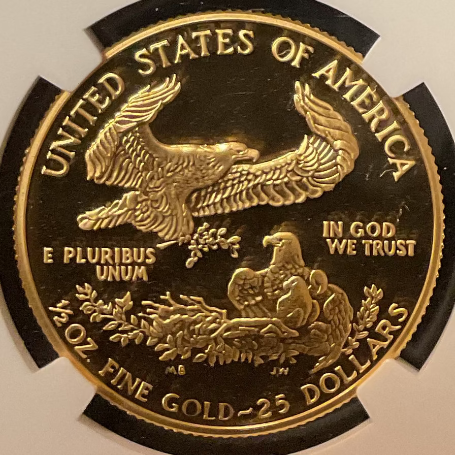 1991-P $25, Proof Gold American Eagle Coin, 1/2 OZT, NGC PF 69, Store #G0003