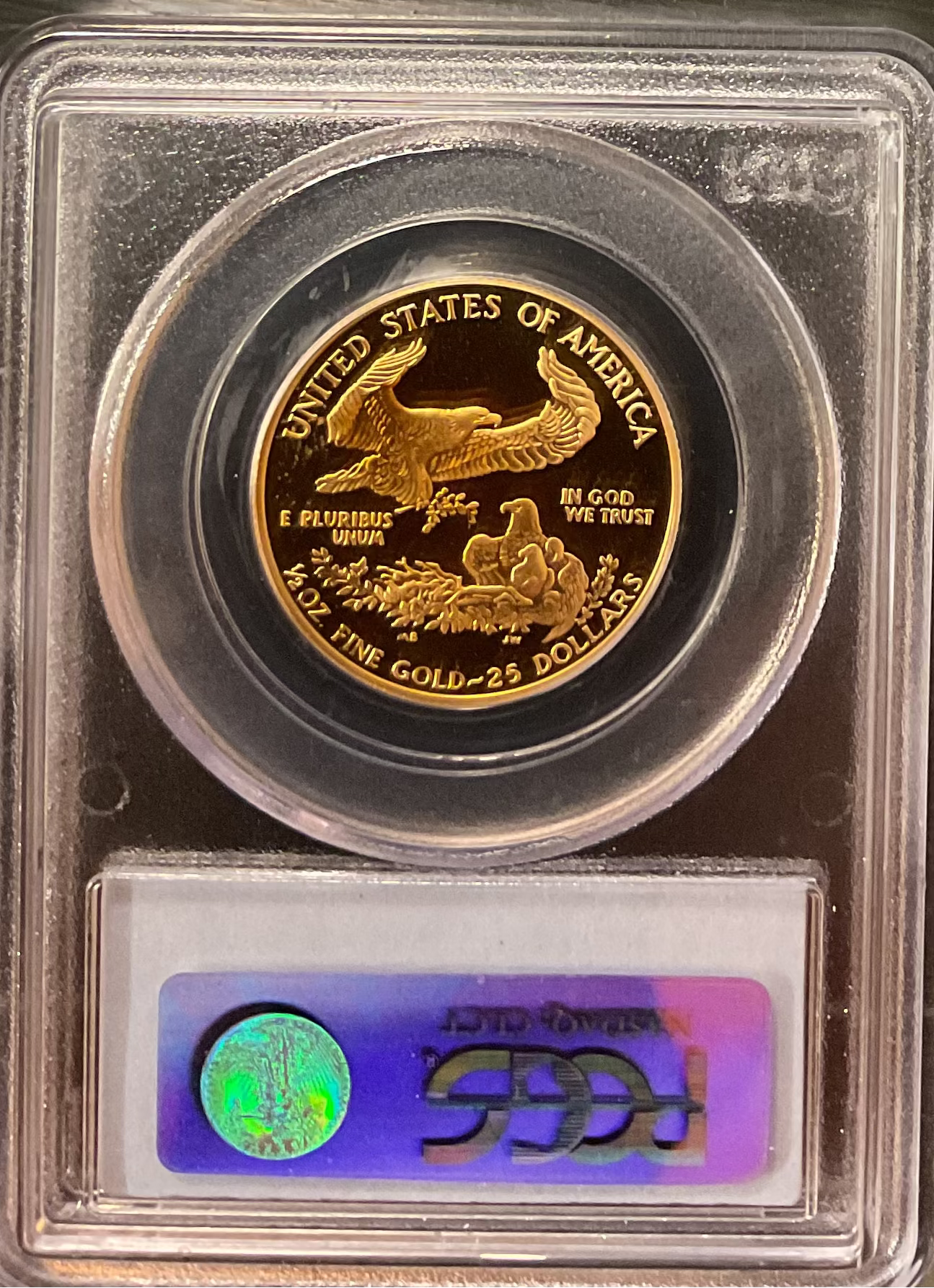1990-P $25, Proof Gold American Eagle Coin, 1/2 OZT, PCGS PR69 CAM, Store #G0007