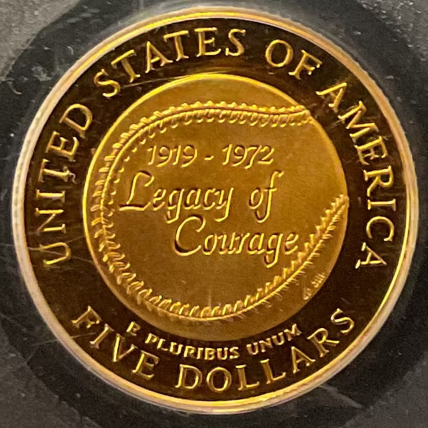 1997-W $5, Proof Gold Jackie Robinson Coin, 1/4 OZT, PCGS PR69, Store #G0009