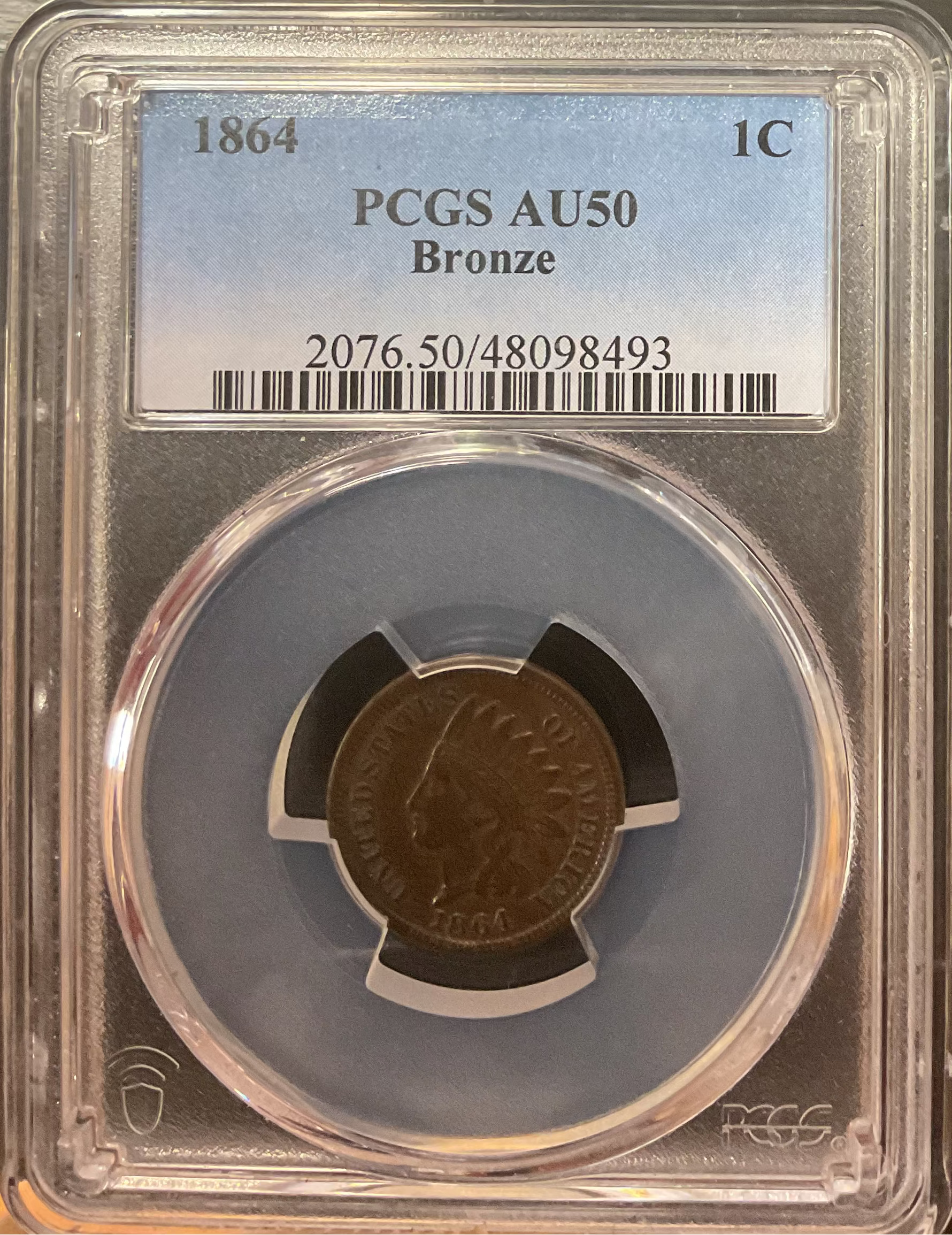 1864 Indian Head Small Cent, Bronze Coin, PCGS AU-50. Store #CT1465(2314015)