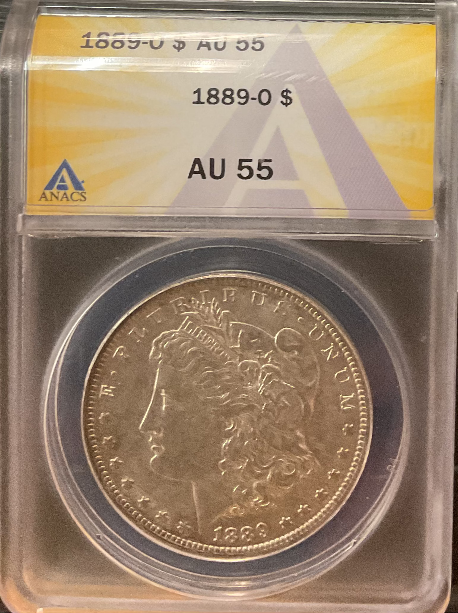 1889-O Morgan Silver Dollar., ANACS AU55., Uncirculated Coin Store Sale #DR0593.