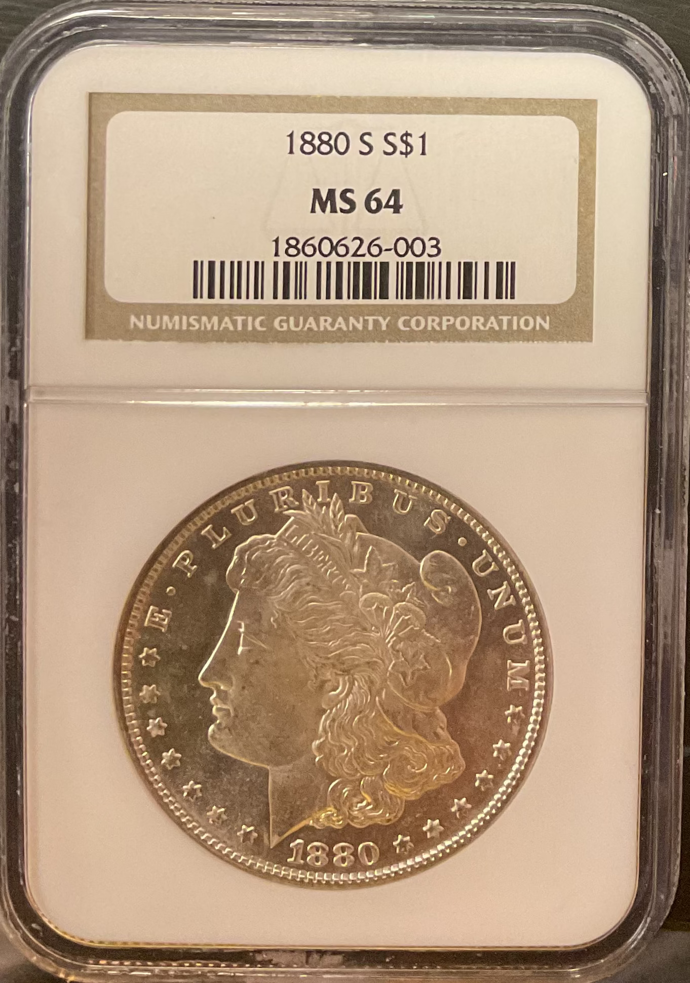 1880-S Morgan Silver Dollar, NGC Graded MS 64.  Store #DR0601