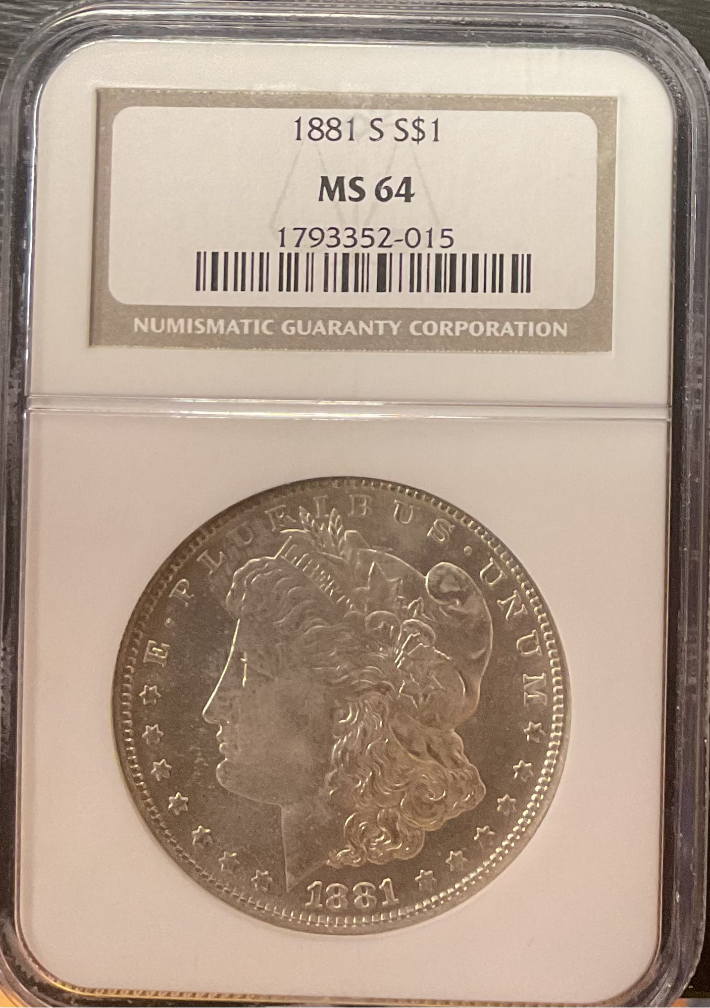 1881-S Morgan Silver Dollar, NGC Graded MS 64 UNC.  Store #DR1579