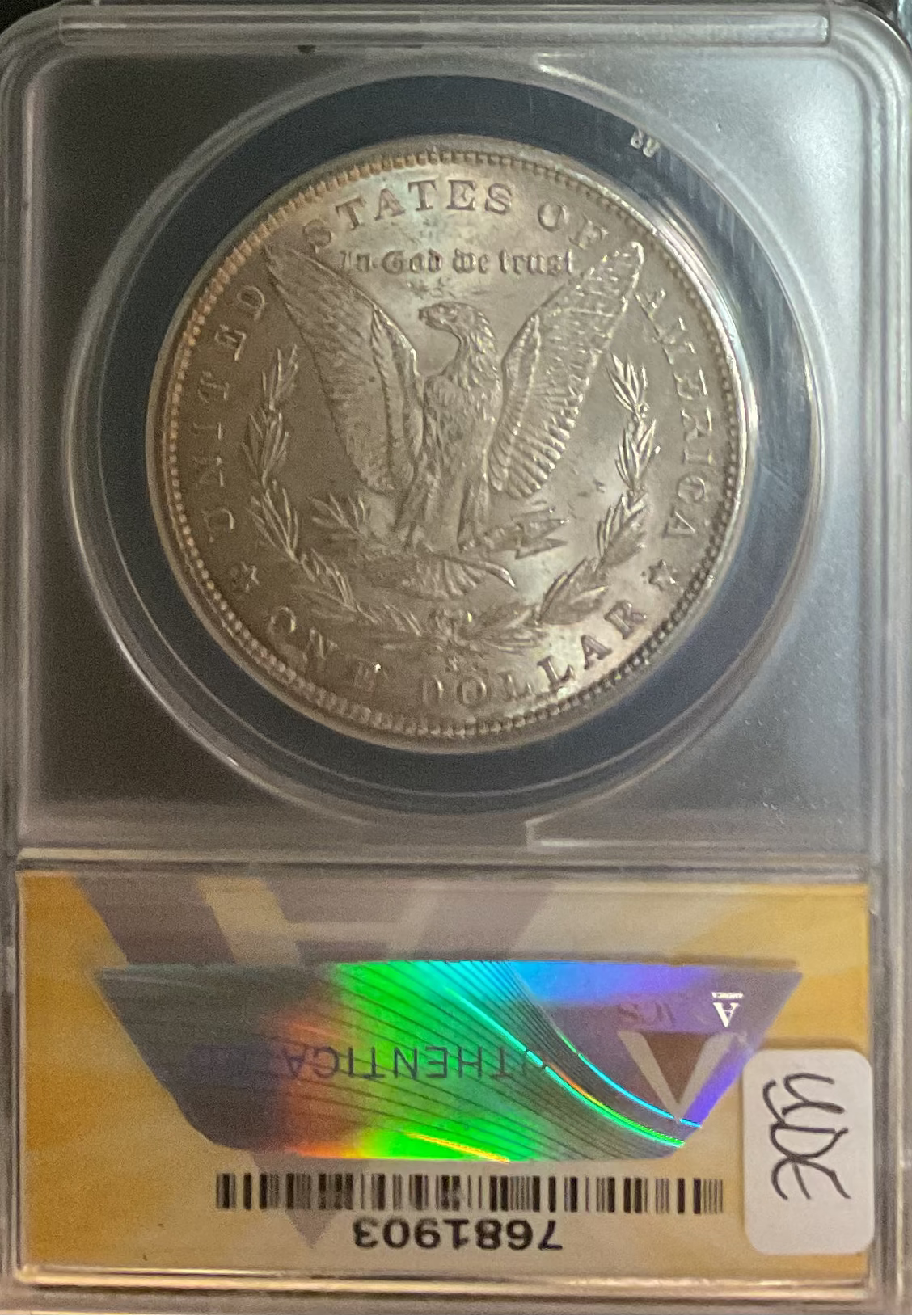1891-S Morgan Silver Dollar., ANACS MS63, Uncirculated Coin, Store #DR0580.