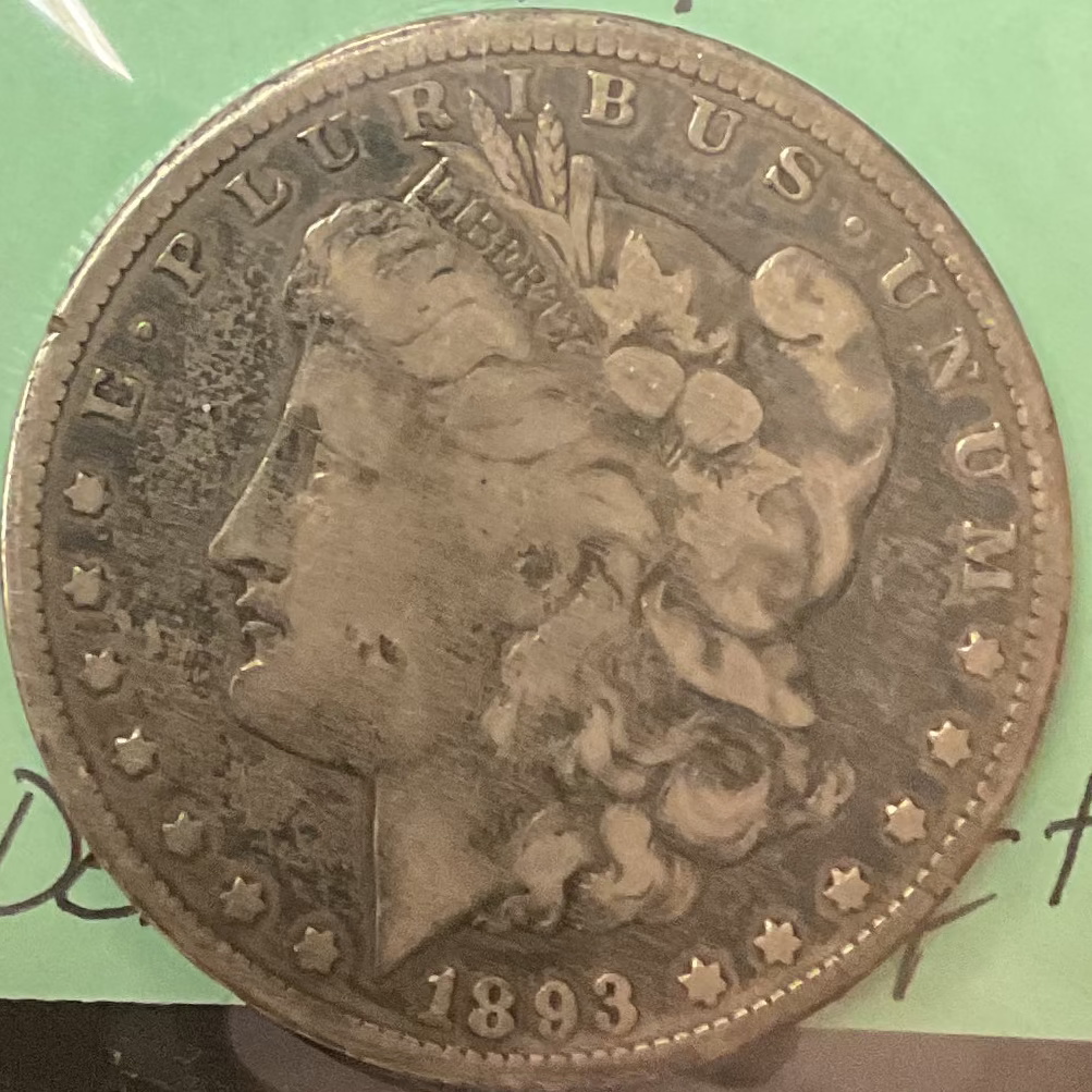 1893-CC Morgan Silver Dollar, Fine Circulated Condition, Store #DR0502