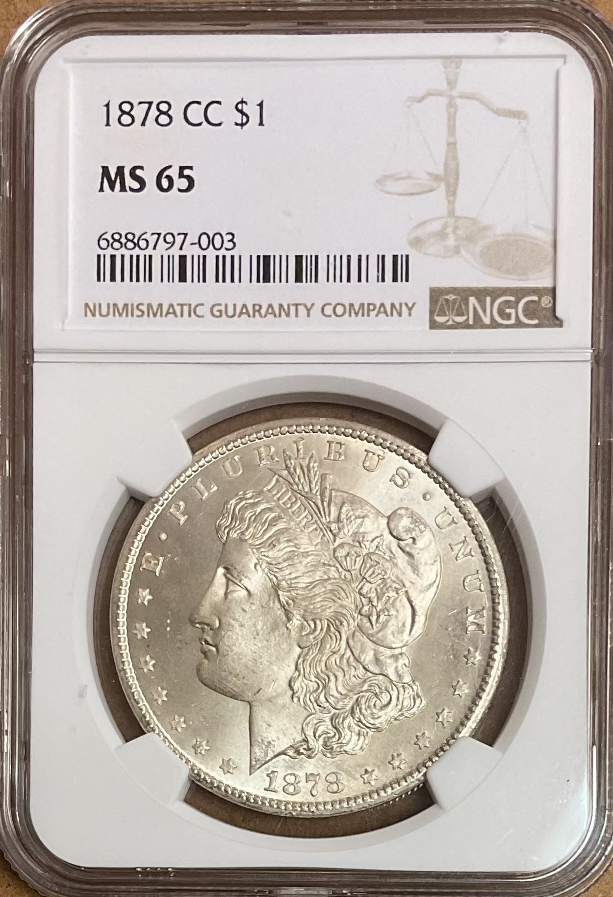 1878-CC Morgan Silver Dollar, NGC MS65, Uncirculated, Store#DR0560