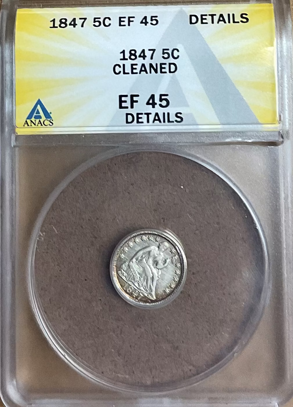 1847 Seated Liberty Half Dime, Cleaned, Details, Extra Fine Circulated Coin, Store HE0001