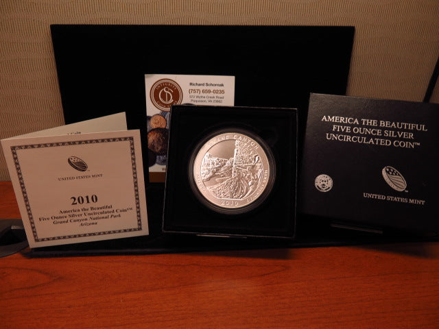 2015-P America the Beautiful Five OZ Silver Coin, Grand Canyon. in Original Government Packaging. Store
