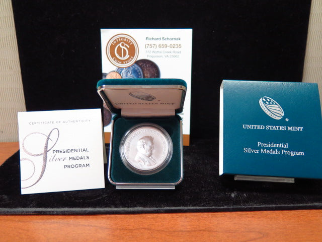 James Buchanan Presidential Silver Commemorative Medal, Original Government Package, Store