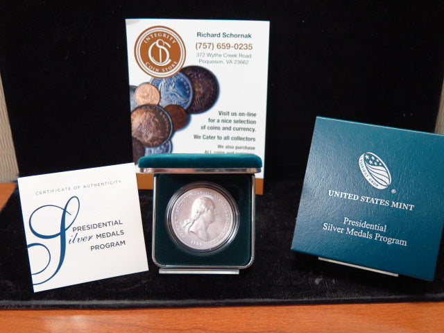 George Washington Presidential Silver Commemorative Medal, Original Government Package, Store