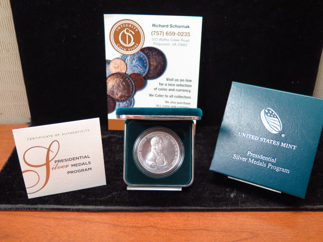 James Monroe Presidential Silver Commemorative Medal, Original Government Package, Store