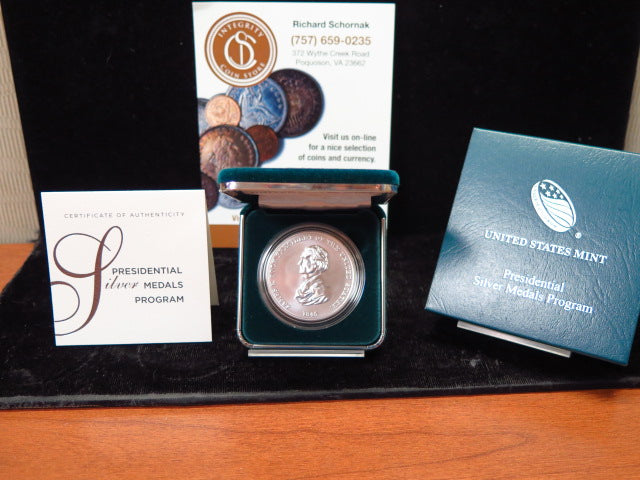 James Polk Presidential Silver Commemorative Medal, Original Government Package, Store
