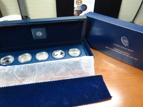 2011-P, S, and W Five American Eagle Proof Set, 25th Anniversary, Original Government Package, Store #12481