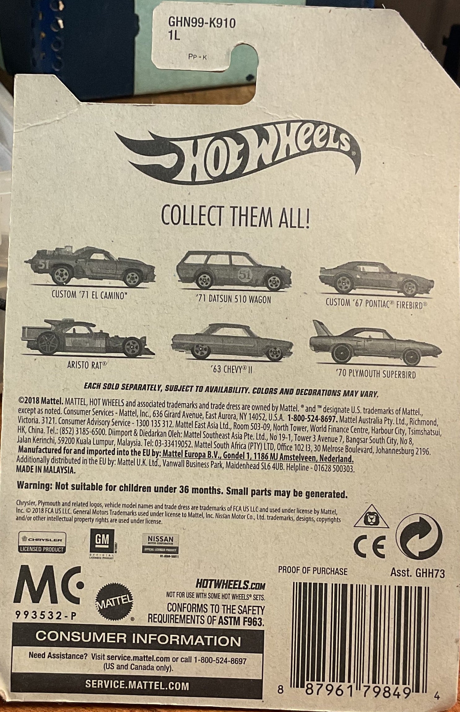 '63 CHEVY II, Hot Wheels Toy Car, GHN99-K910 1L, Store #TY022