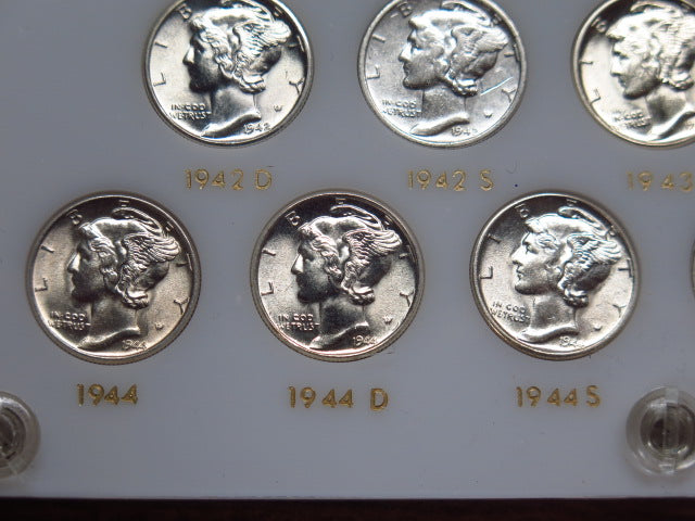 1941-1945- P, D, S Set of 15 Mercury Dimes, UNC. Store # 12490