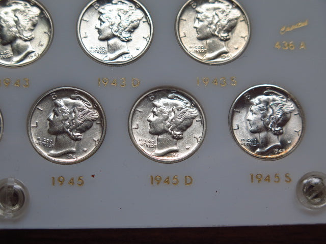 1941-1945- P, D, S Set of 15 Mercury Dimes, UNC. Store # 12490