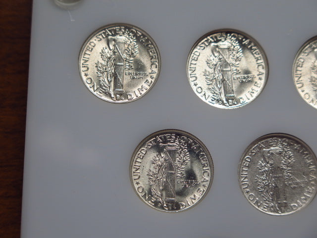 1941-1945- P, D, S Set of 15 Mercury Dimes, UNC. Store # 12490