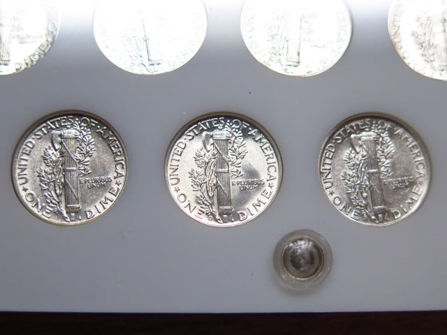 1941-1945- P, D, S Set of 15 Mercury Dimes, UNC. Store # 12490