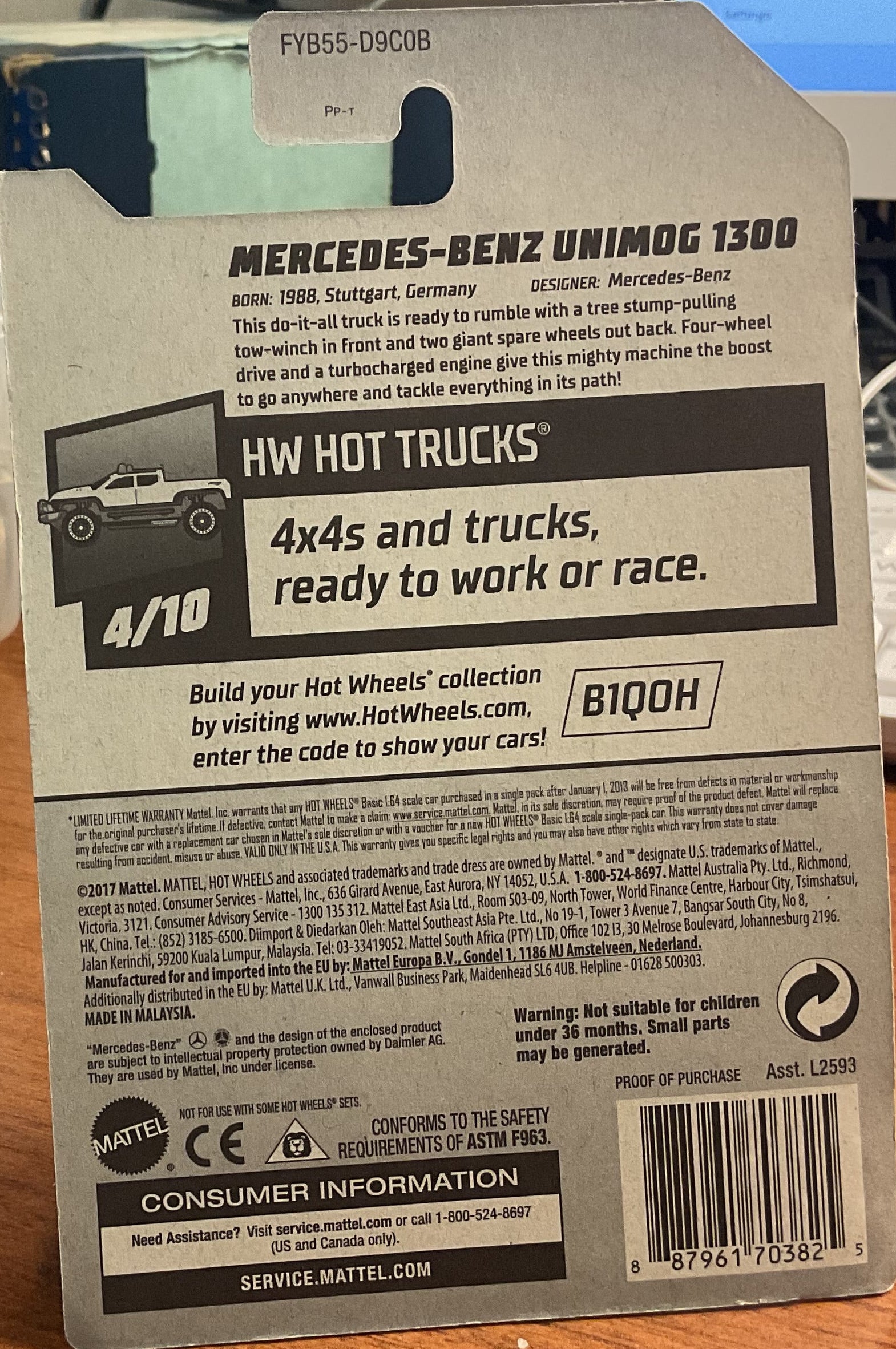 MERCEDES-BENZ, HW HOT TRUCKS, Wheels Toy Car, FYB55-D9C0B, Store #TY043