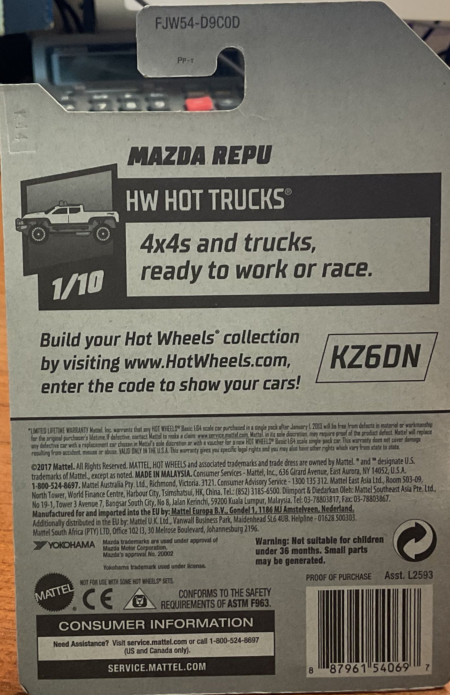 MAZDA REPU, HW HOT TRUCKS, Wheels Toy Car, FJW54-D9C0D, Store #TY044