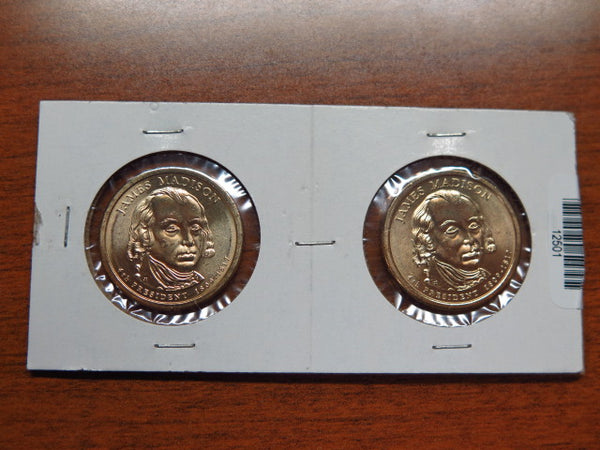 2007-P and D Madison $1 Coin Set. Store #12501