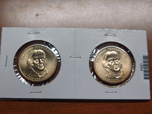 2007-P and D Jefferson $1 Coin Set. Store #12504