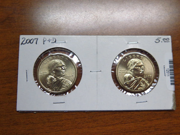 2007-P and D Sacagawea $1 Coin Set. Store #12511