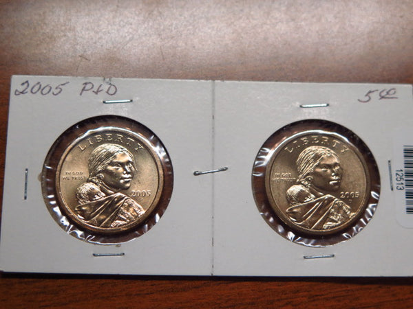 2005-P and D Sacagawea $1 Coin Set. Store #12513