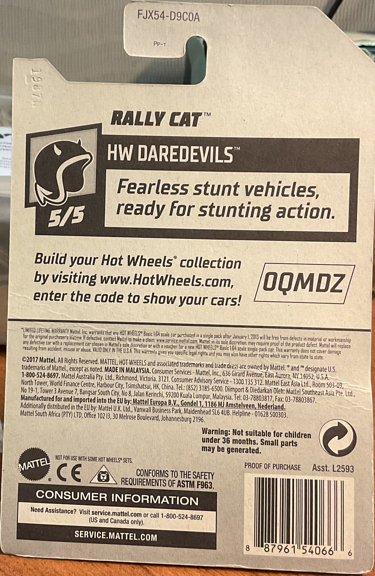 RALLY CAT, HW DAREDEVILS, Wheels Toy Car, FJX54-D9C0A, Store #TY057