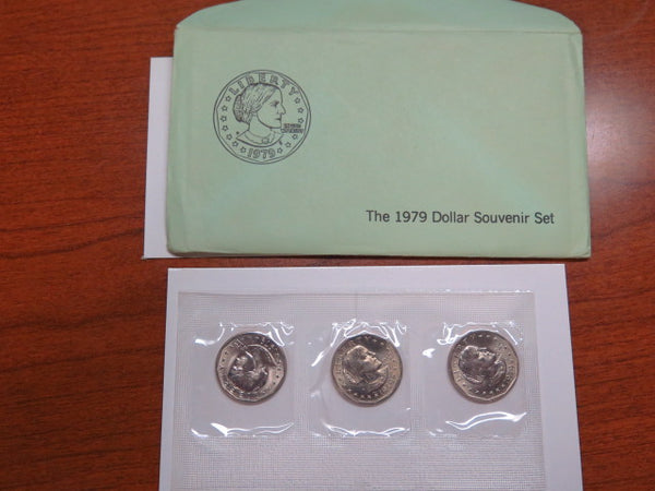 1979- P and D Susan B. Anthony Dollar Souvenir Set. Original Government Packaging. Store # 12522