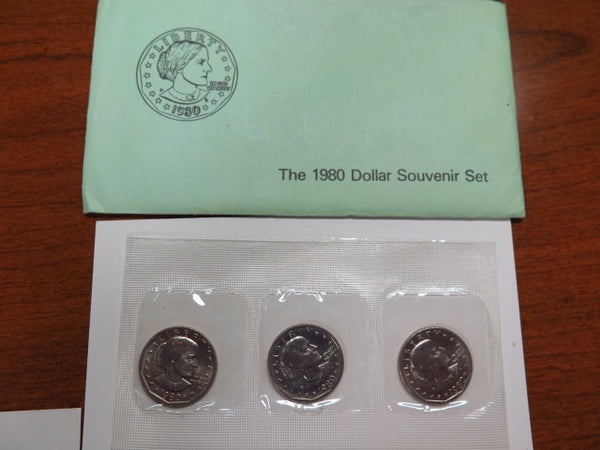 1980- P and D Susan B. Anthony Dollar Souvenir Set. Original Government Packaging. Store # 12521